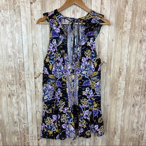 Free People Linen Blend Sleeveless Tie Back Tunic Size Medium - Picture 5 of 12